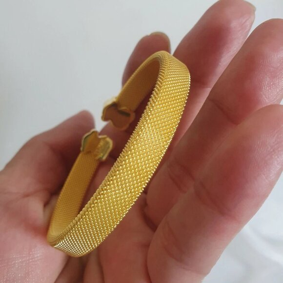 Tous Gold-Colored IP Steel Mesh Cuff Bracelet With Amethyst - Picture 5 of 8